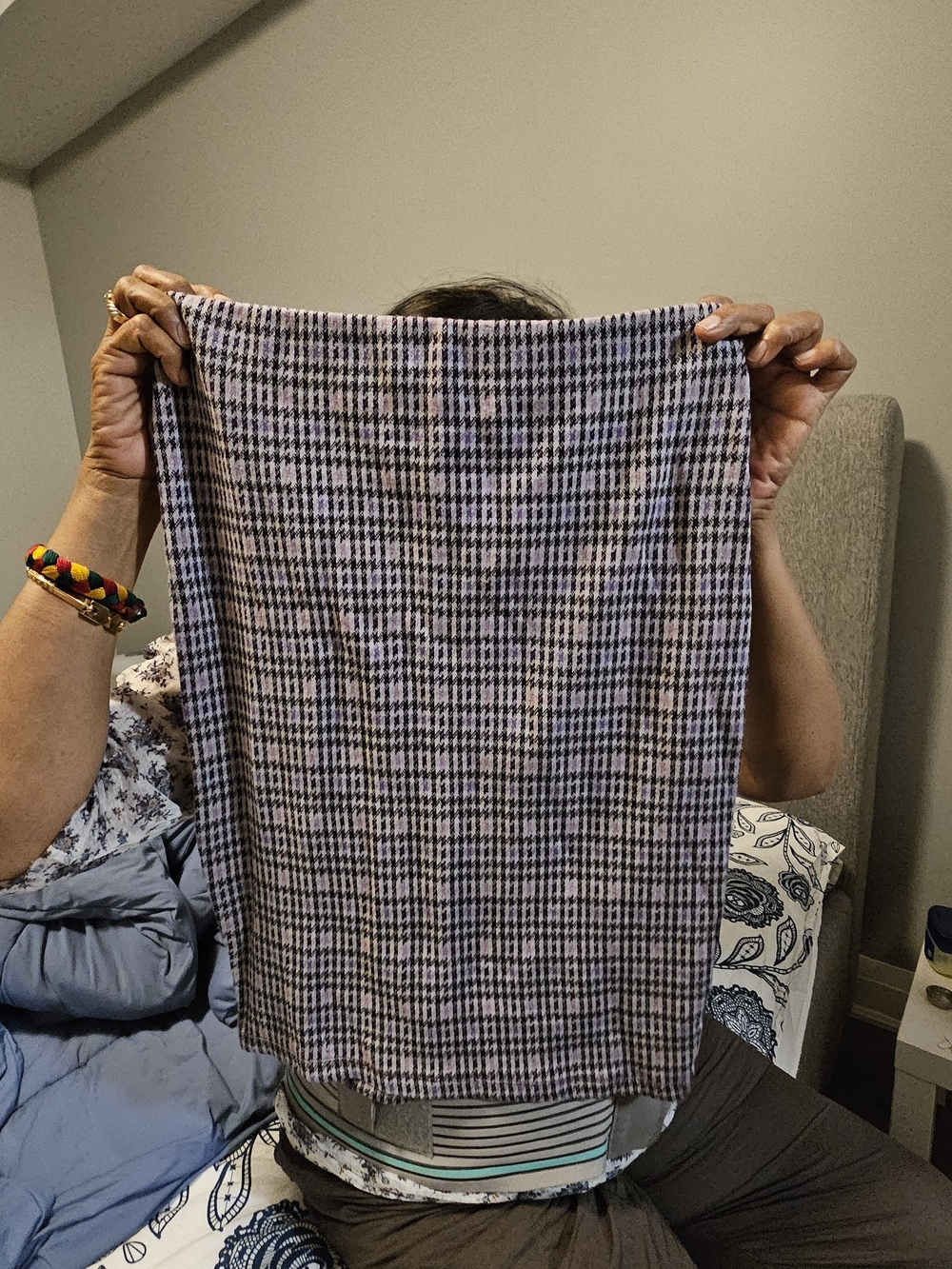 Plaid Knit Skirt in Lavender and Black